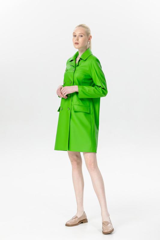 Neon green raincoat made of eco-leather 500333 aLOT