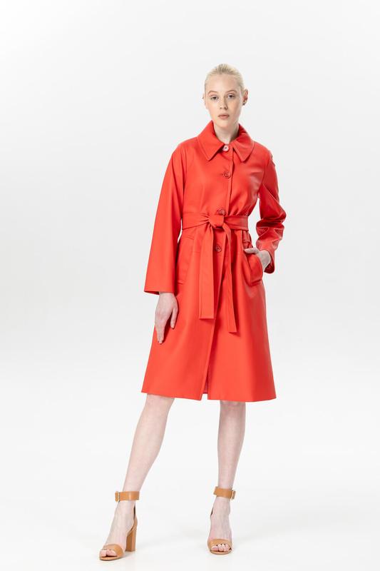 Red eco-leather coat 500335 aLOT