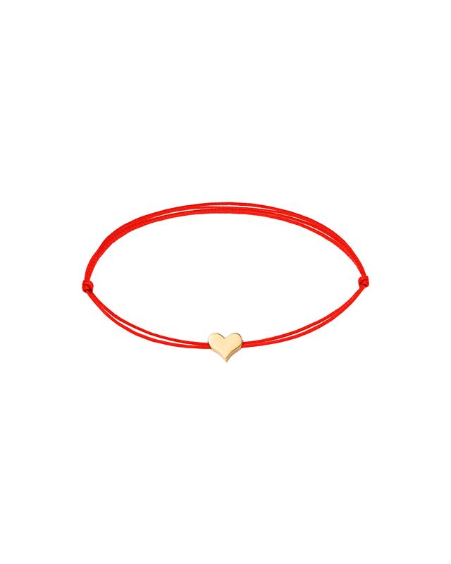 BRACELET WITH A RED THREAD AND A GOLD PLATED HEART STERLING SILVER 925