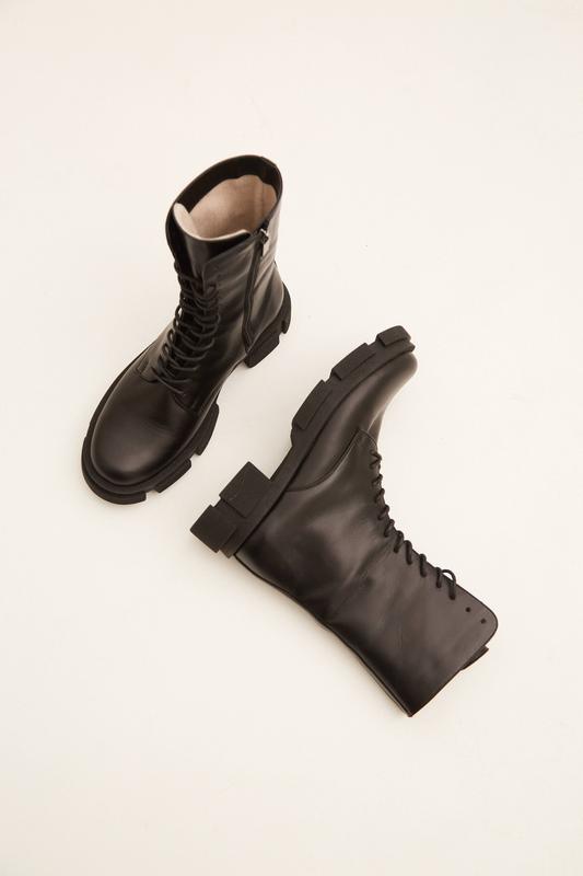 Black leather urban boots