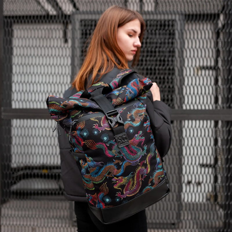 Backpack for women city large, rolltop with a compartment for a laptop up to 15.6", Bounce ar.B33-TW