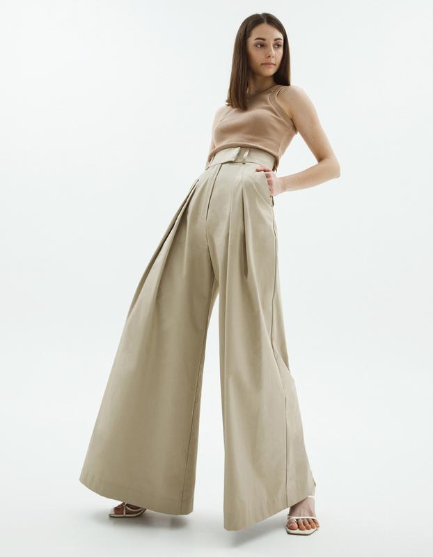 Beige pleated palazzo - 9461 from IPANTS with donate to u24