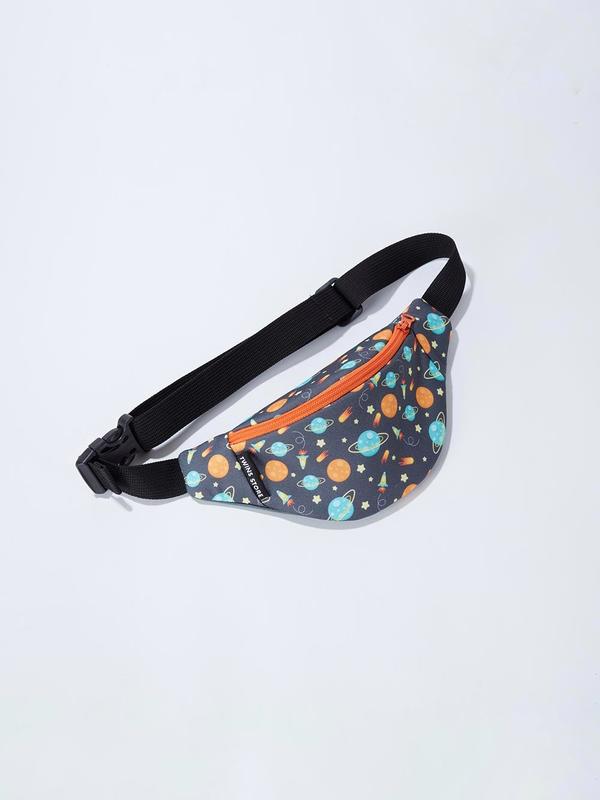 Children's gray bum bag  with planets