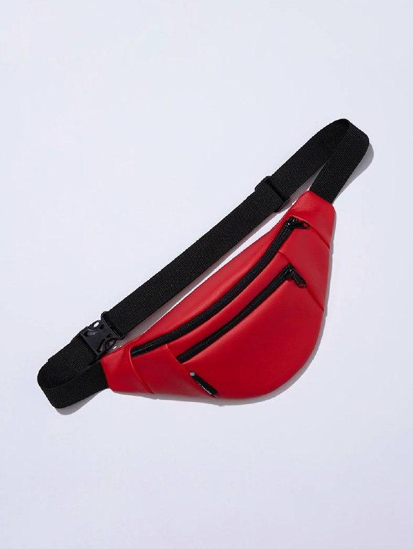 Red leather bum bag