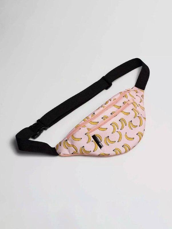 Peach bum bag with bananas (solid)