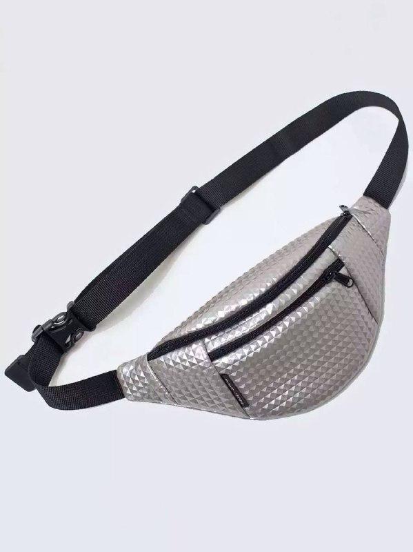 Silver leather bum bag relief, fanny pack, belt bag