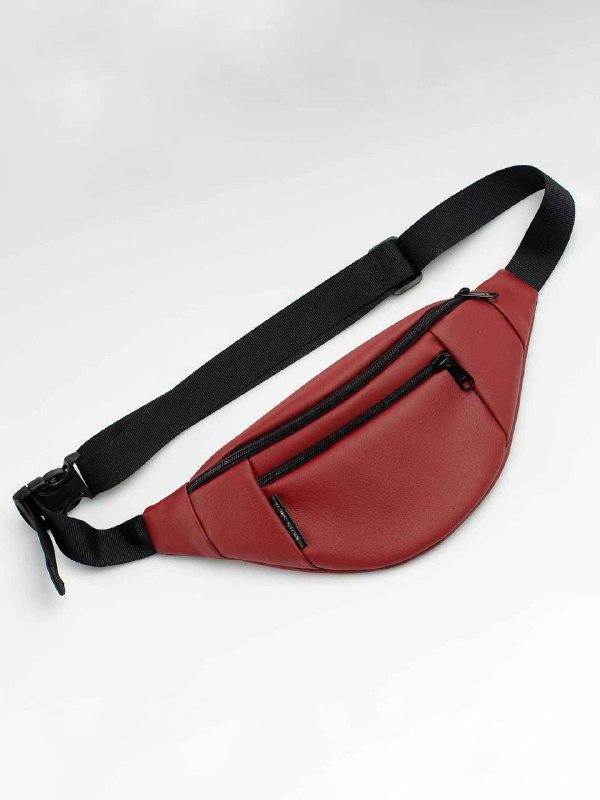 Burgundy leather bum bag, fanny pack, belt bag