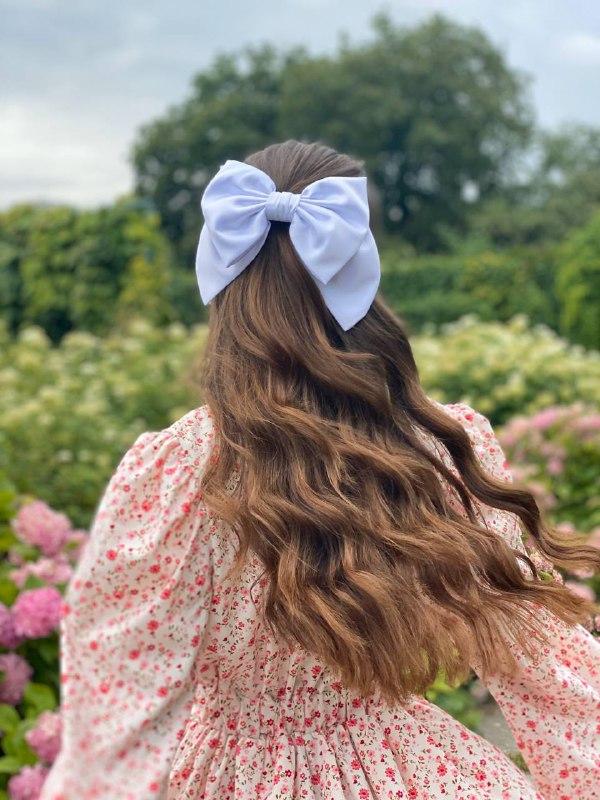 Big white luxury bow hair accessory from My Scarf