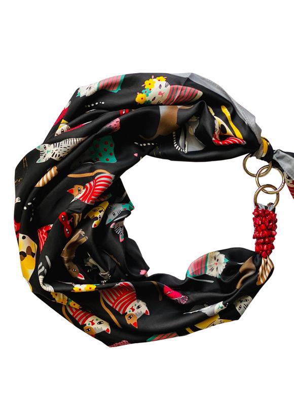 Silk scarf "black cats" from the brand My Scarf