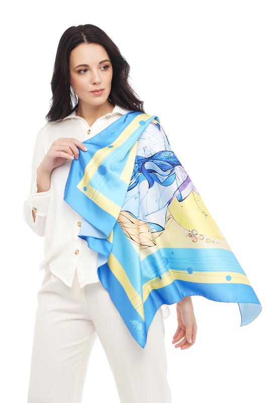 Designer silk scarf "Ukrainian Mavka"