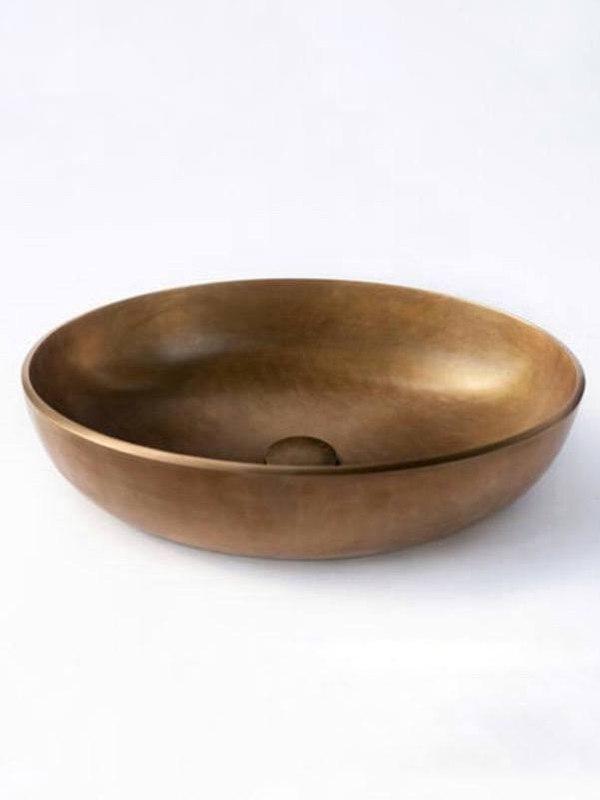 Metal basin cove bronze ochre