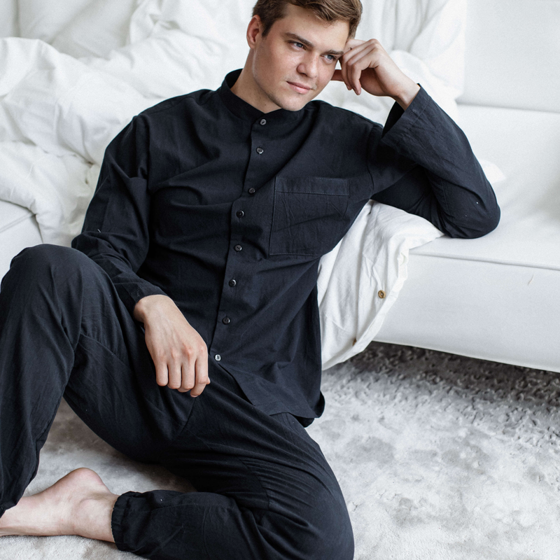 Men's pajama set black 10442 from Leglo with donate to u24