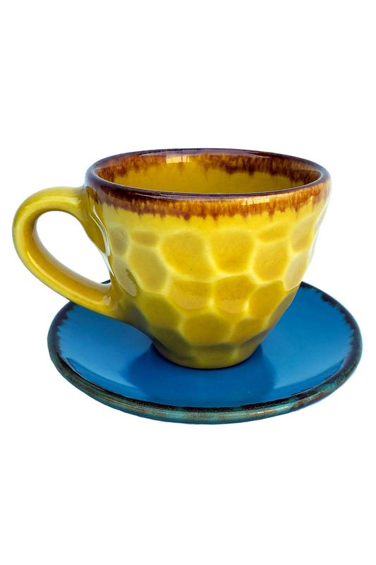 Tea set yellow-blue