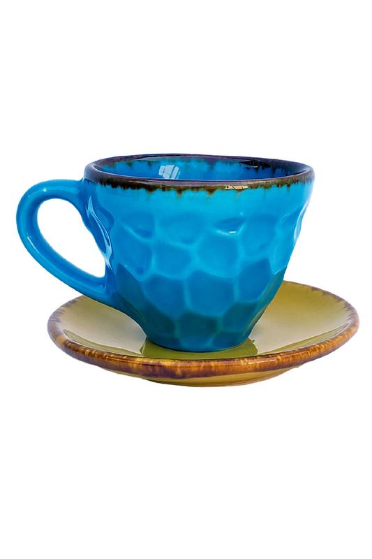 Tea set blue-yellow
