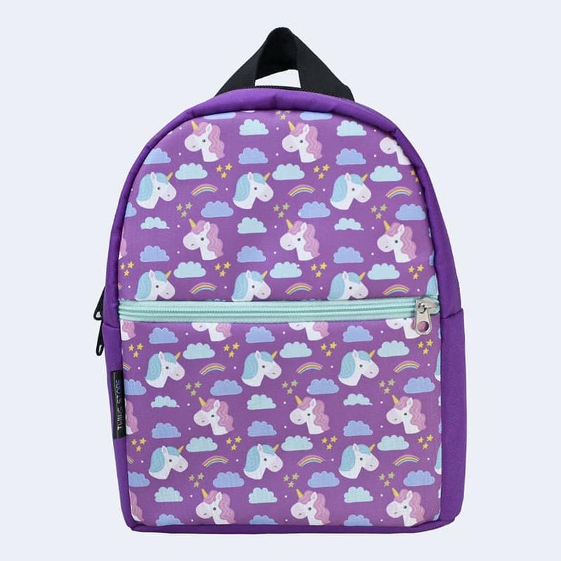 Children's purple backpack with unicorns
