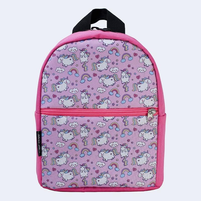 Children's pink backpack with unicorns