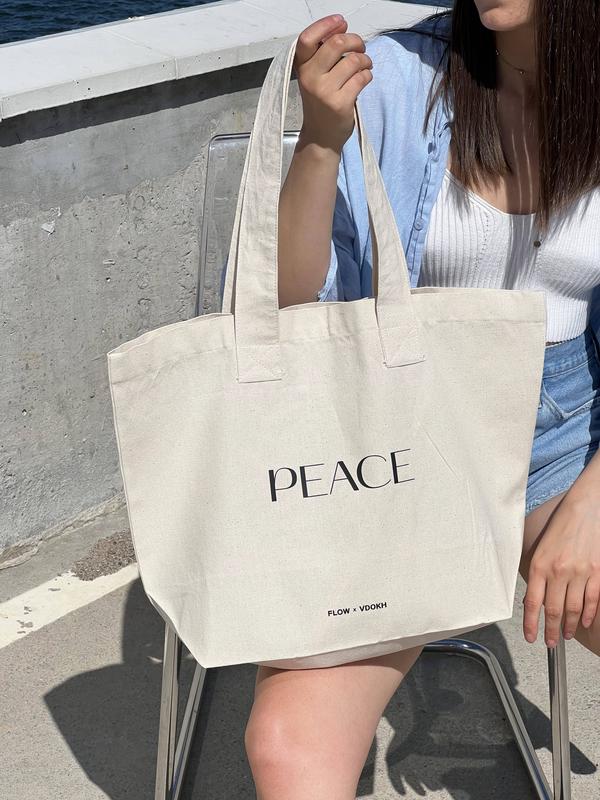 PEACE white tote bag shopper VDOKH