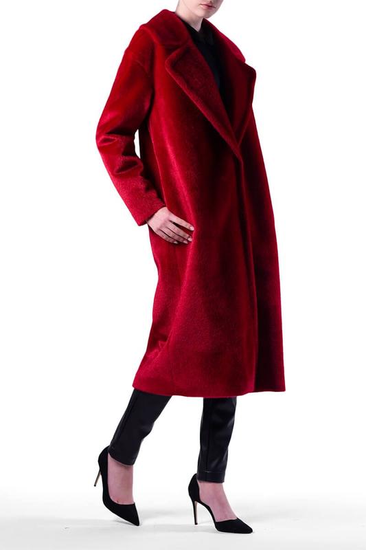 Red eco-fur coat 500222 aLOT