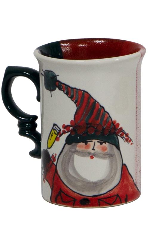 Christmas handmade ceramic mug Santa with champagne New Year 2023
