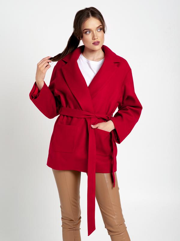 Red coat with belt