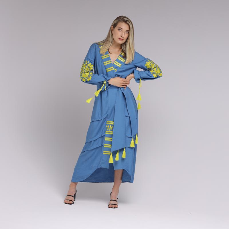 Women's dress "Otamansha" yellow-blue