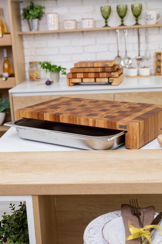 Oak cutting board with tray 60*34 cm