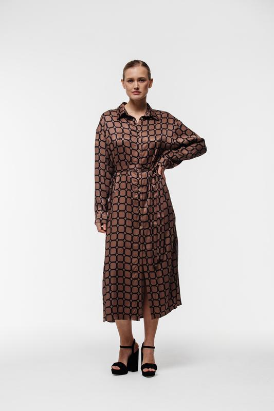 Women's checkered dress-shirt brown