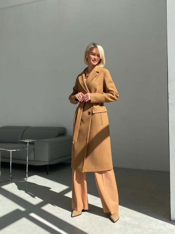 Camel fitted wool coat