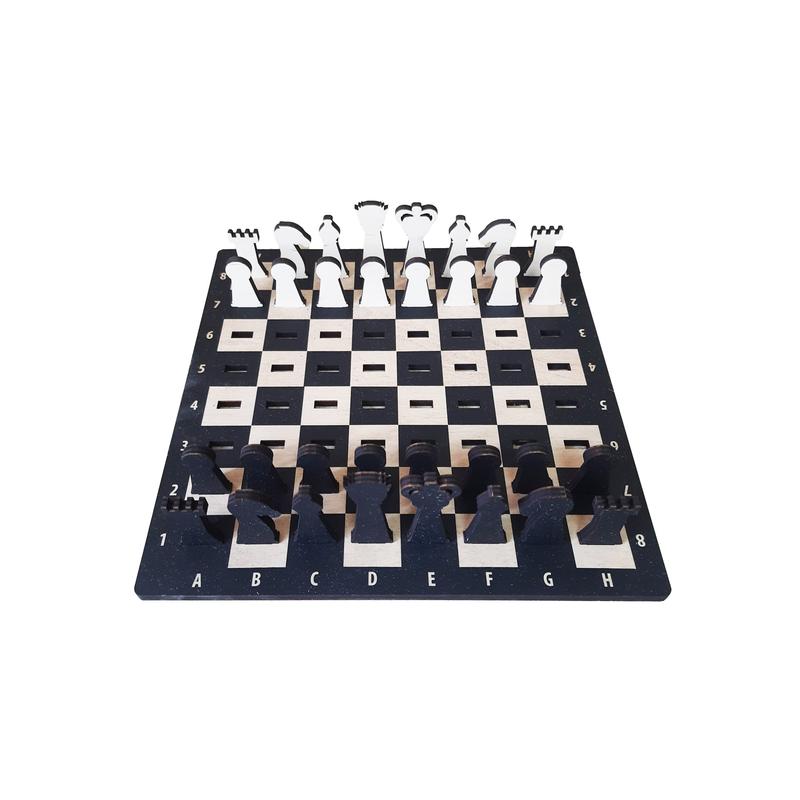 Chess with laser engraving 'Sad Horse '