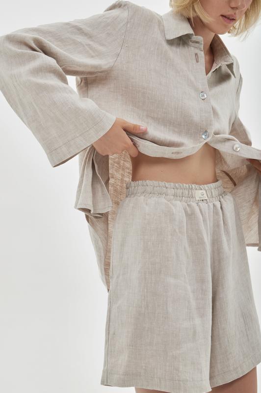 Oversized linen 2 piece set – shirt and shorts "Eco"