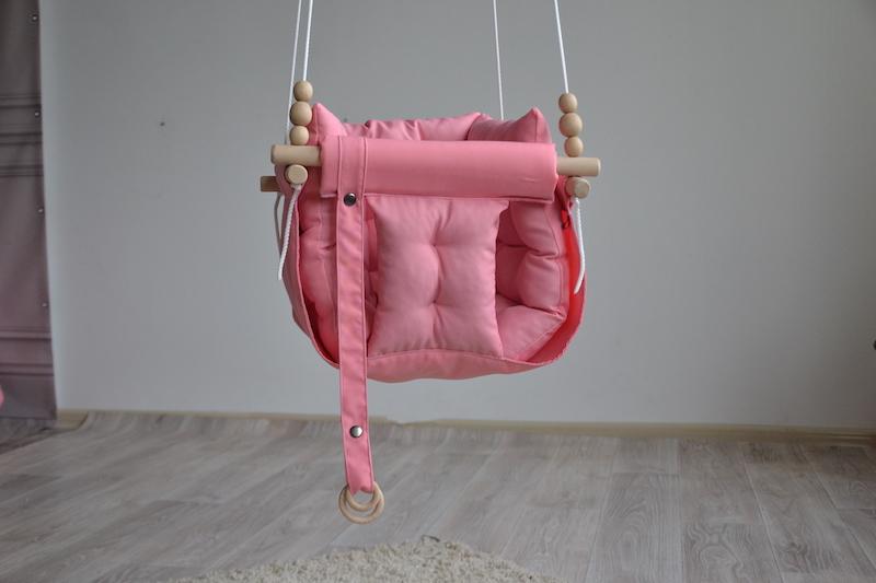Fabric hanging children's swing from Infancy "Gallet" pink