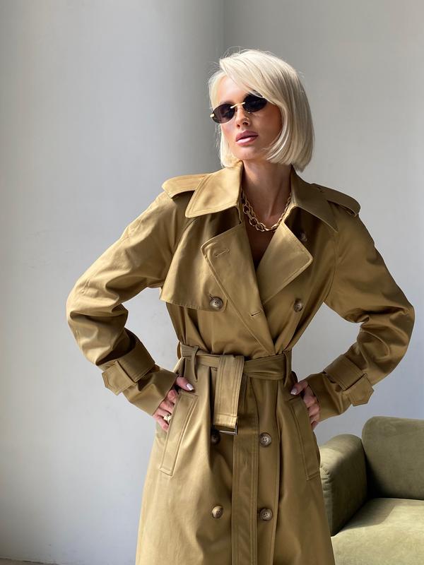 Woman camel cotton trench coat