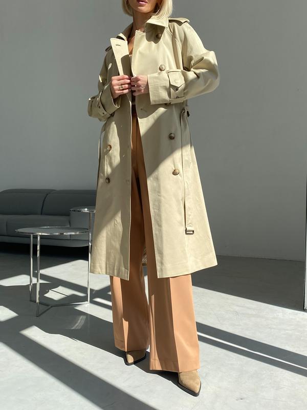 Woman sand-beige cotton trench coat