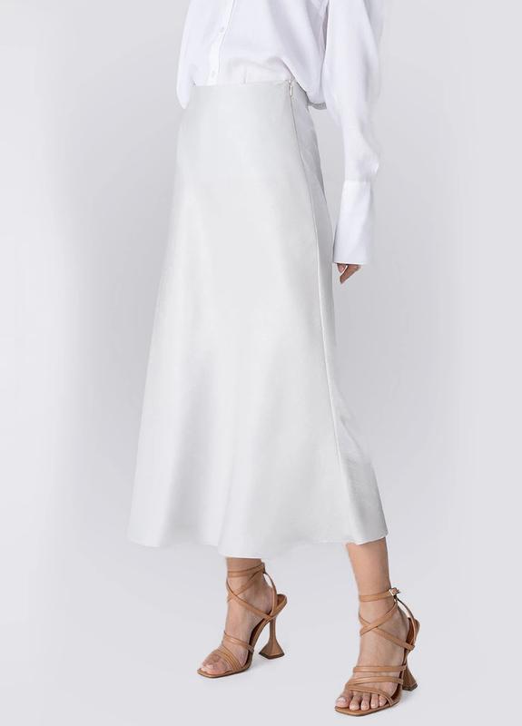 Silk midi skirt, white