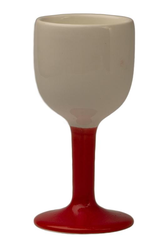 Christmas red-white ceramic wine glass