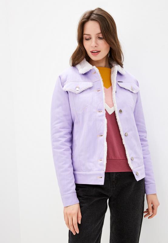Women's denim jacket with fur DASTI Denim Urban violet