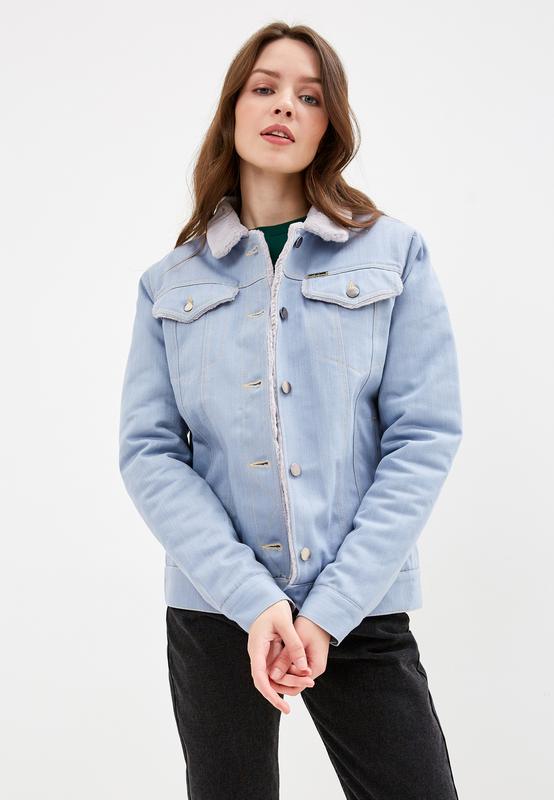 Women's denim jacket with fur DASTI Denim Urban blue