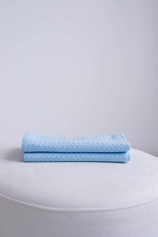 Waffle towel made of linen and cotton blue. Size: 50*70 cm