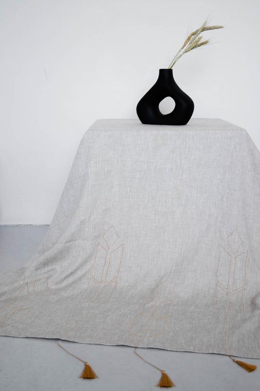 Tablecloths with machine embroidery. Collection "Spikelet". Size: 240*290 cm