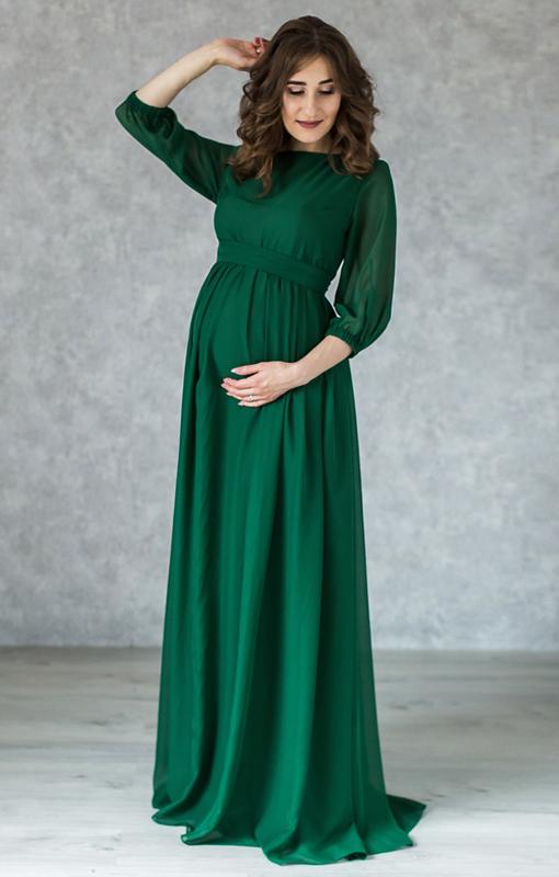 Elegance Formal Maternity Dress for Future Mom | Emerald