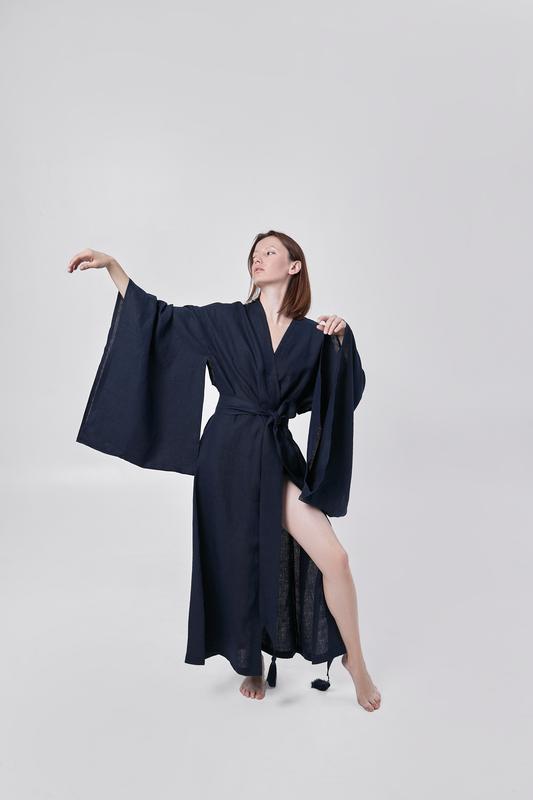 Japanese style linen kimono dress "milky way" 13718 from GNIZDO with