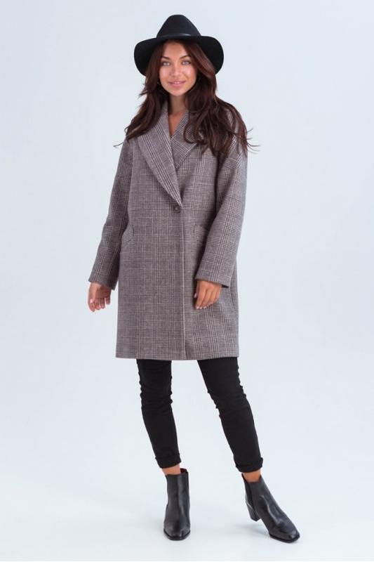 Demi-season oversized coat with belt Astrid brown