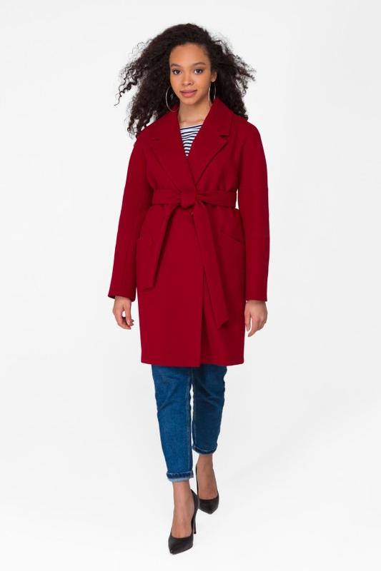 Demi-season cashmere coat with belt Taylor burgundy