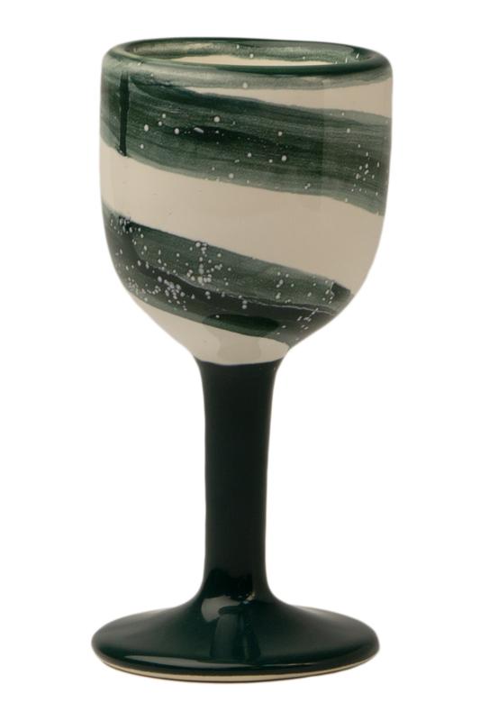 Green christmas handmade ceramic wine glass Santa New Year 2023