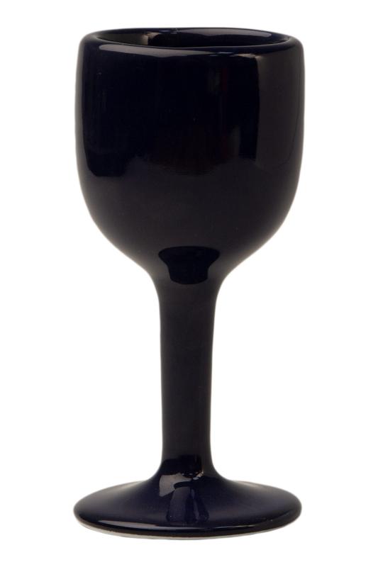 Handmade ceramic black-cobalt wine glass New Year 2023
