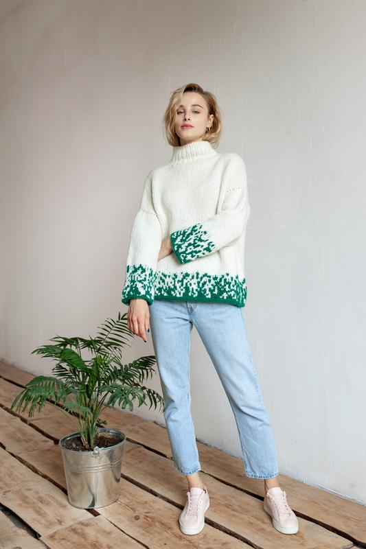 White oversize hand-knitted sweater