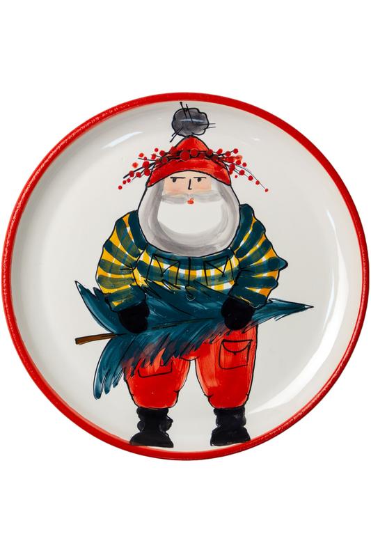 Christmas handmade ceramic plate Santa with Christmas tree New Year 2023