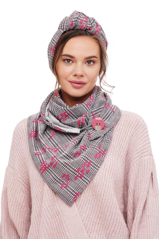 Set scarf + headband ! Stylish scarf female trendy double-sided scarf with original clasp,