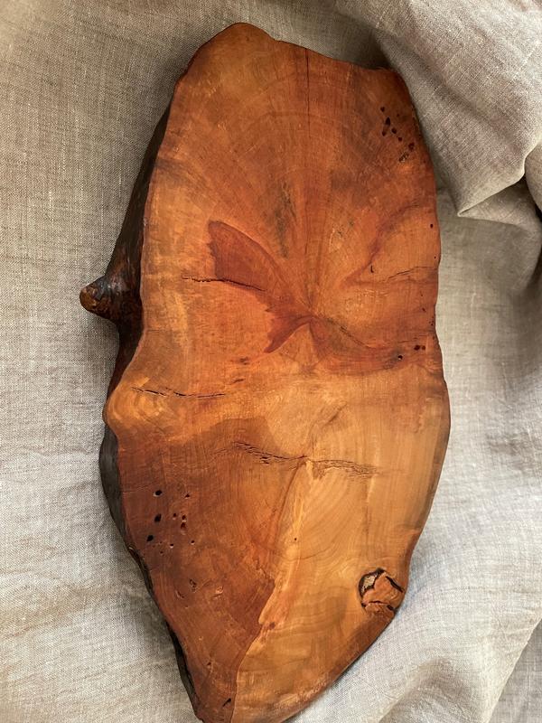 Tree ring natural edge wood plate | hand-carved from pear wood