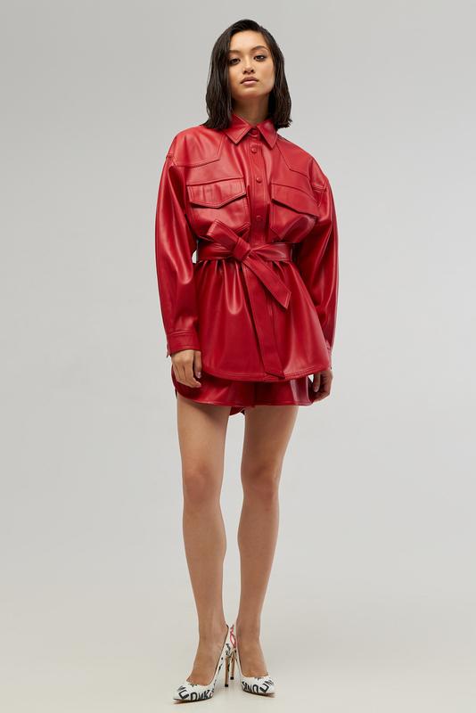 Costume. Shirt + Shorts Eco - leather Color - Red